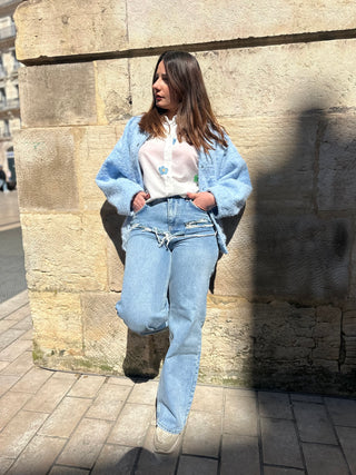 PANTALON EN JEAN LASER BLEU - L'Unique Fée Luxury