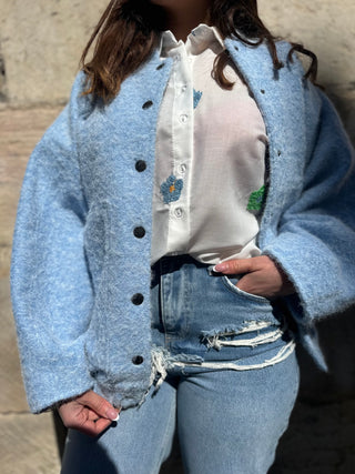 PANTALON EN JEAN LASER BLEU - L'Unique Fée Luxury