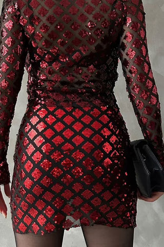 Jupe Rouge et Noire à Sequins - L'Unique Fée Luxury