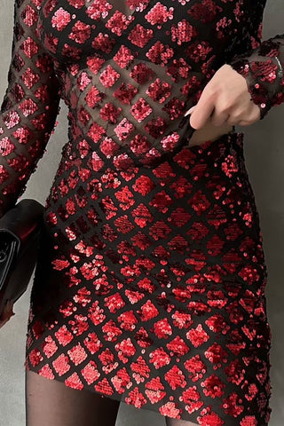 Jupe Rouge et Noire à Sequins - L'Unique Fée Luxury