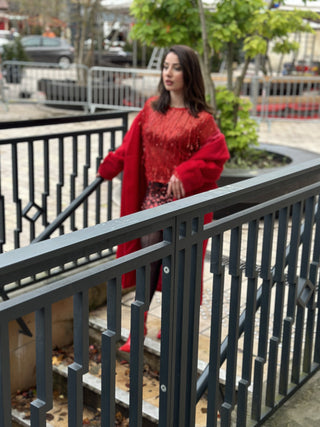 Blouse À Sequins Rouge - L'Unique Fée Luxury