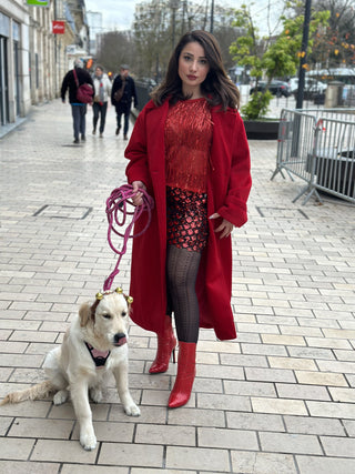 Jupe Rouge et Noire à Sequins - L'Unique Fée Luxury