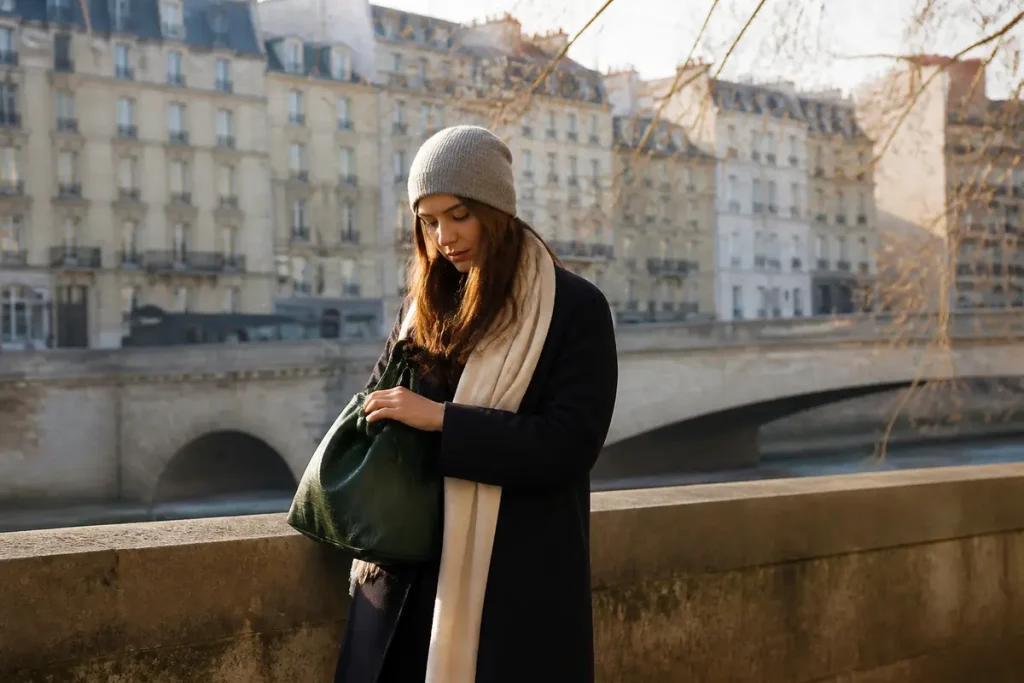 Jeune femme sur les quais de Paris, mode automne hiver avec styleettendances.fr